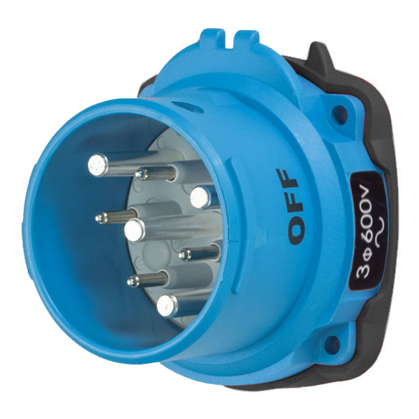 63-68143-974 - DSN60 INLET POLY BLUE SIZE 3 TYPE 4X IP 69 3P+G 60A 600 VAC 60 Hz +4 AUX